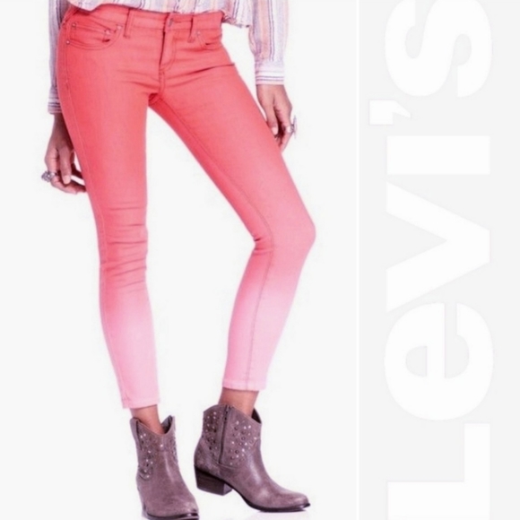 Levi's Denim - Levi's Ombre Pink Color Block Skinny Jegging Legging Low Rise Stretch Jeans 26